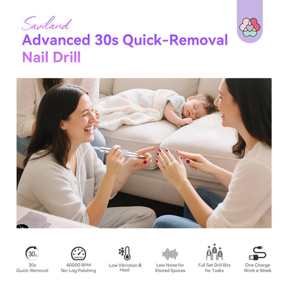 Saviland portable electric nail file handpiece and glitter controller