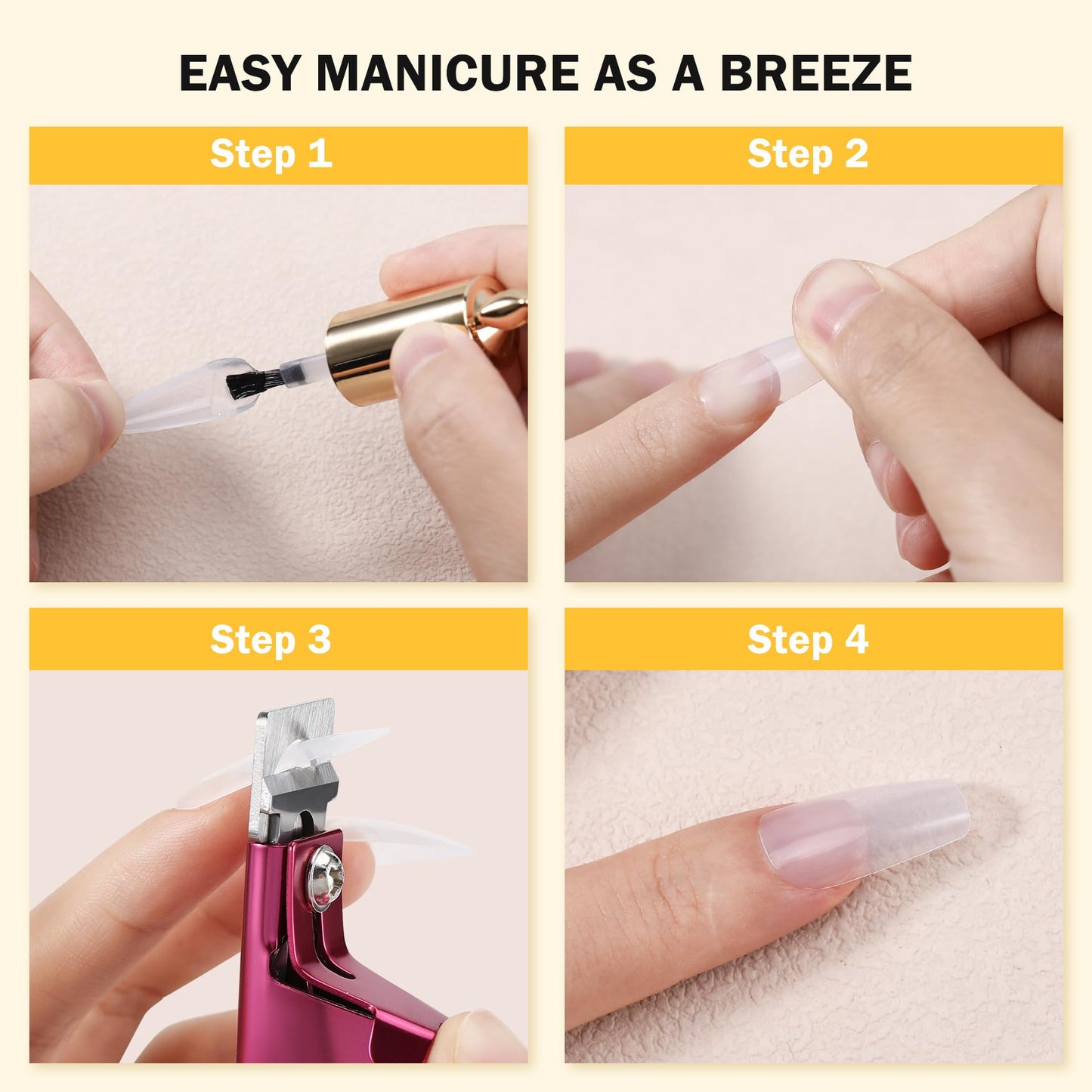 BEZOX rose red nail tool showing the cutting slot for artificial nails