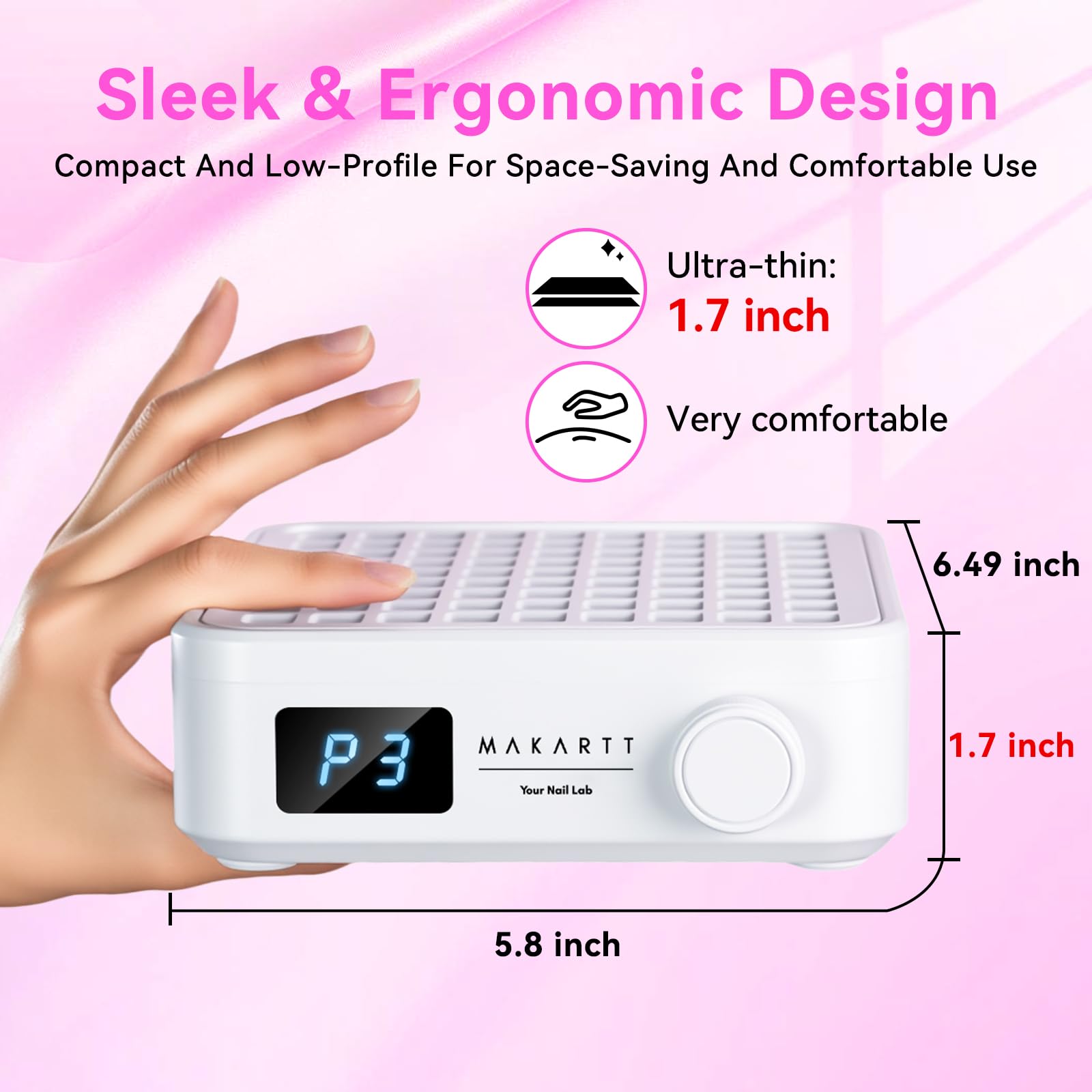 Makartt nail dust collector with LED display and speed control