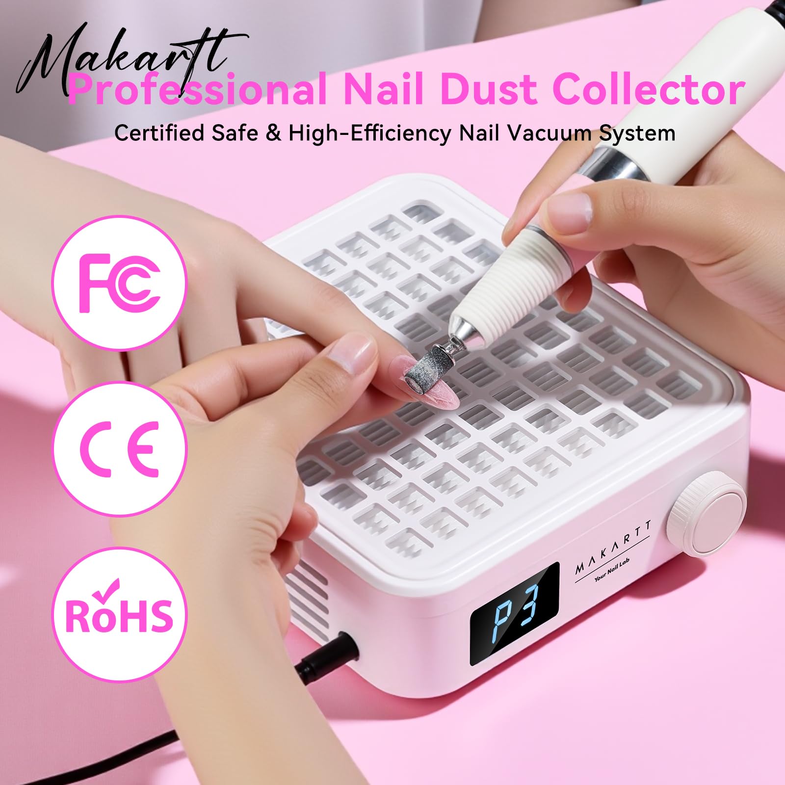 Makartt nail dust collector with included filter accessories