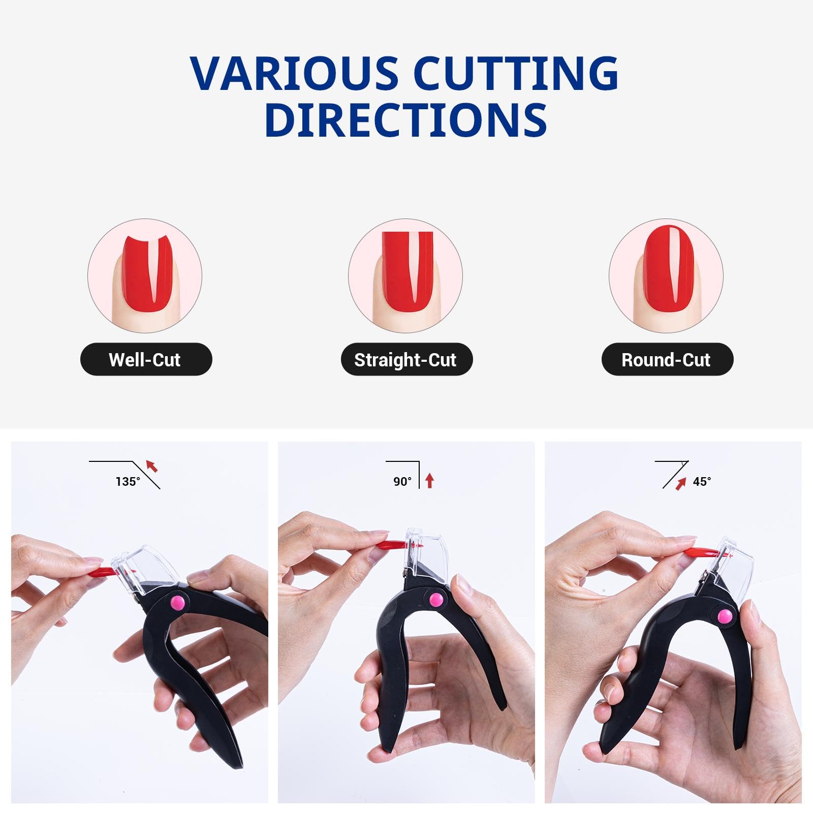 Airsee nail clipper with integrated debris catcher tray open