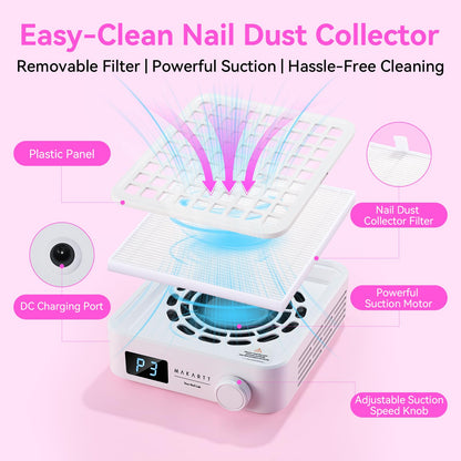 Makartt portable nail dust collector power adapter and unit
