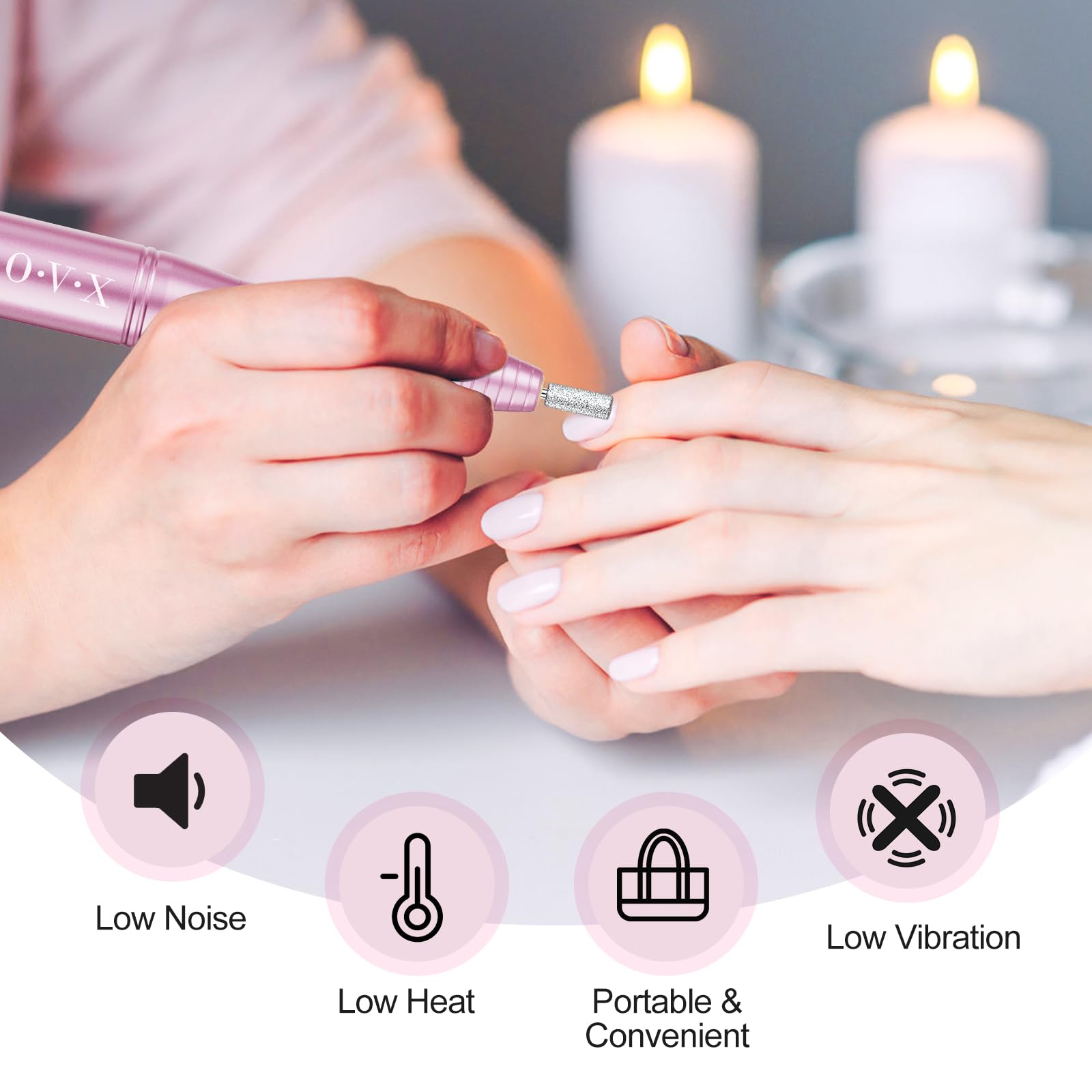 Six metal drill bits included with Ovx electric nail file