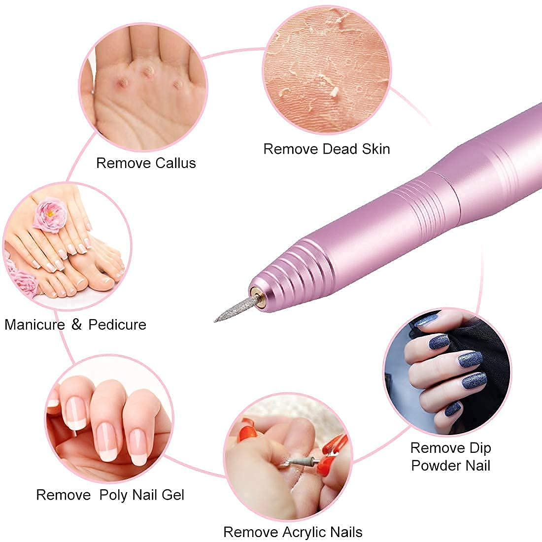 Ovx pink nail drill machine for acrylic and gel polish shaping
