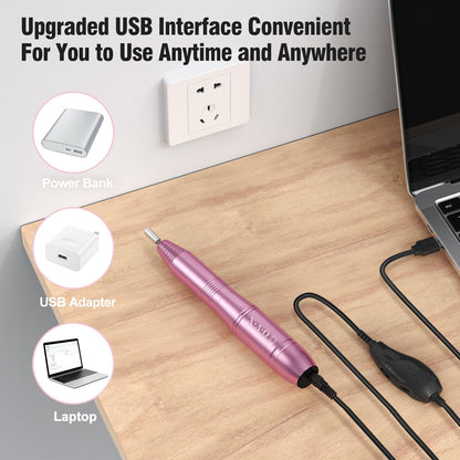 Portable USB powered nail drill tool for home salon use