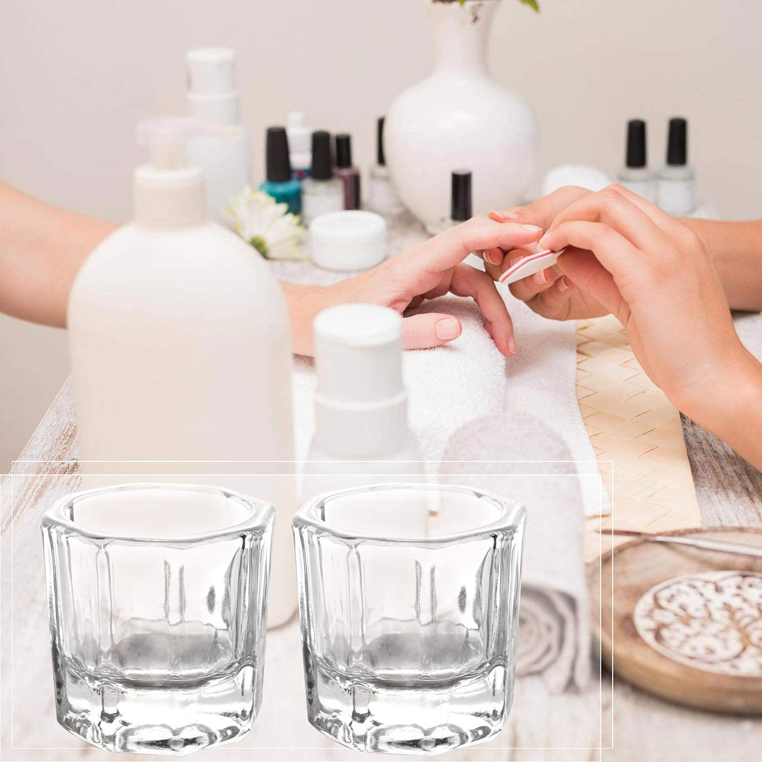 Top view of Btyms glass dappen dish set for manicure
