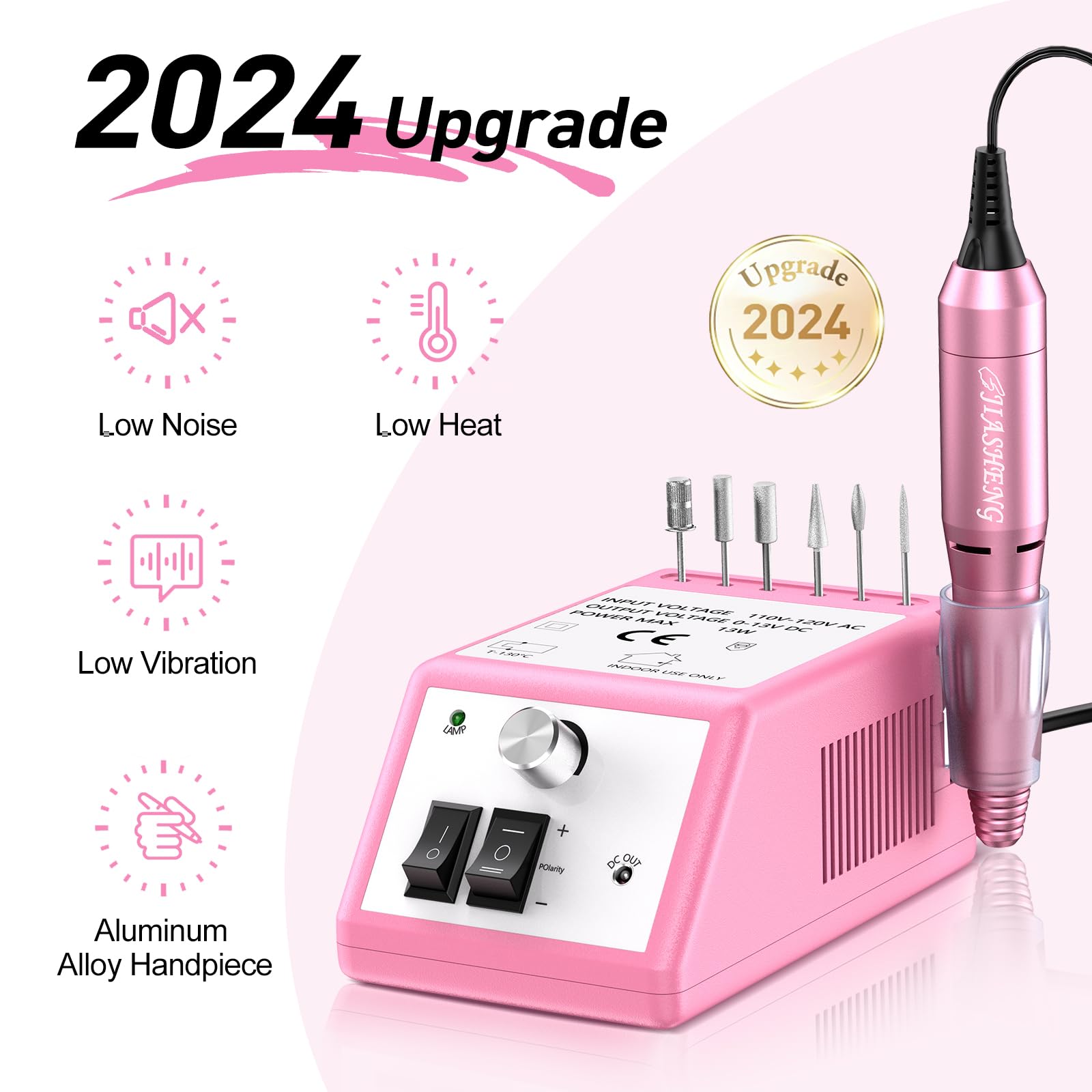 Pink Jiasheng nail drill machine with aluminum handpiece