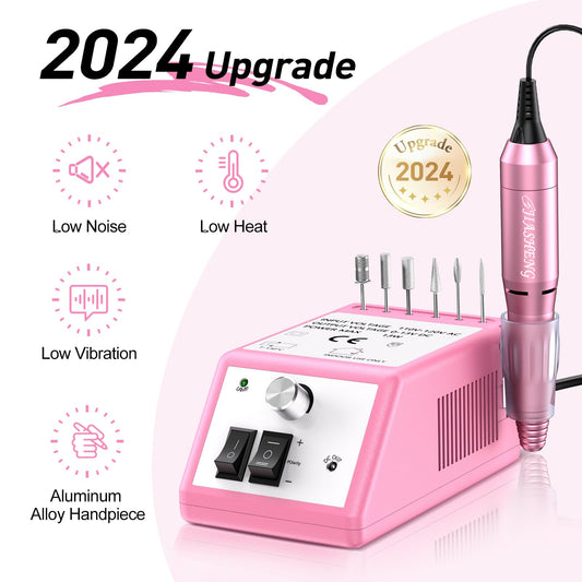 Pink Jiasheng nail drill machine with aluminum handpiece