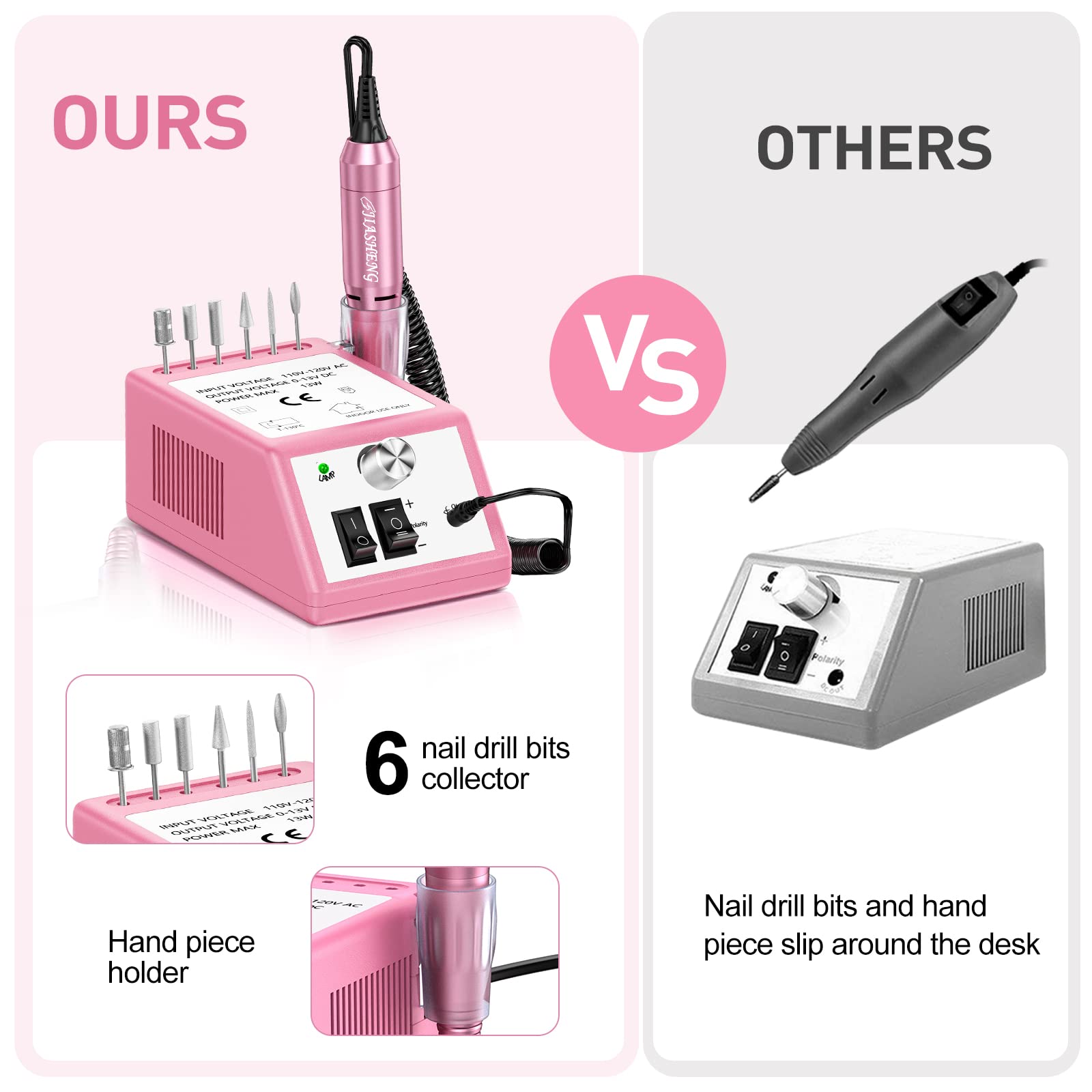 Jiasheng professional electric nail file kit accessories