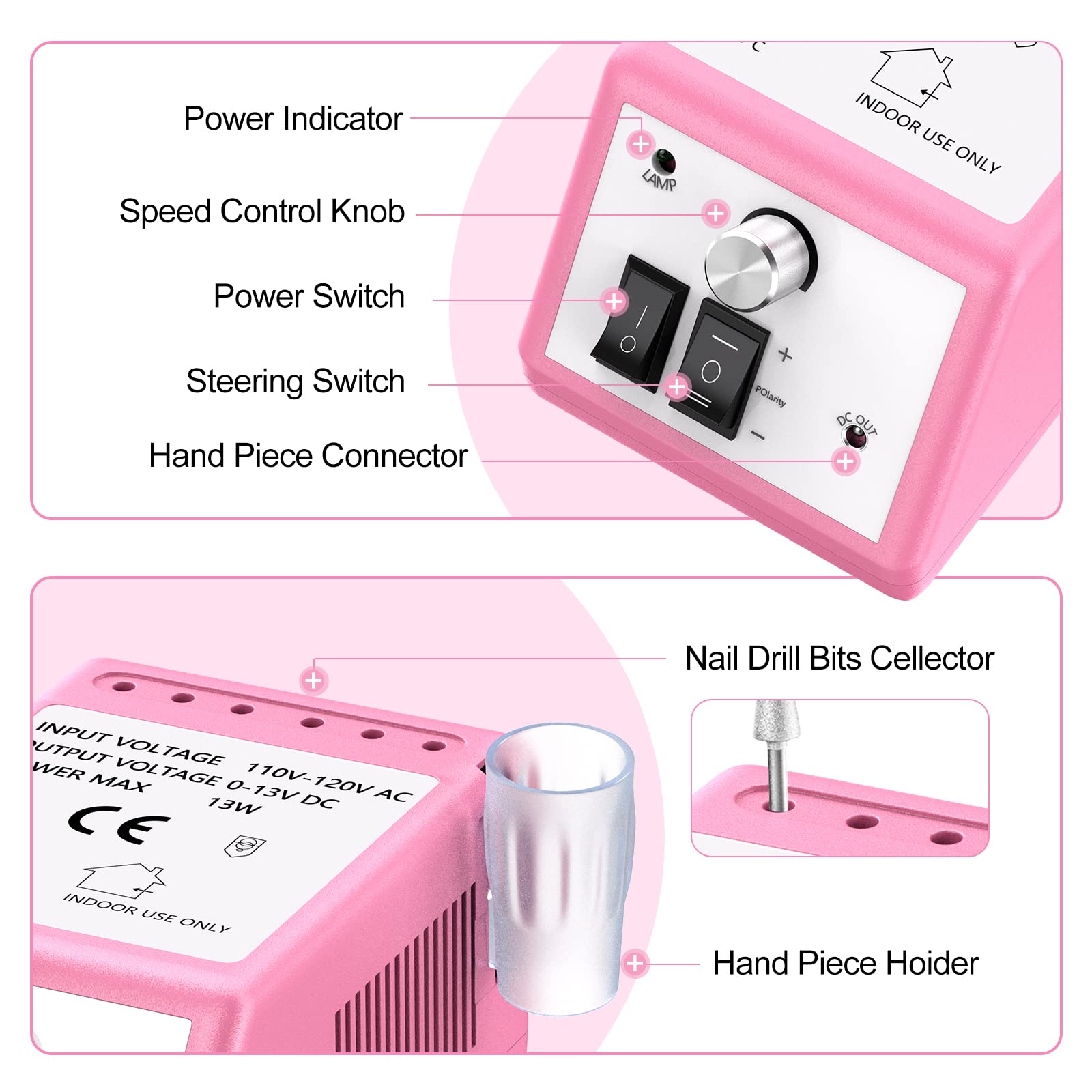 Top view of Jiasheng electric nail drill control panel