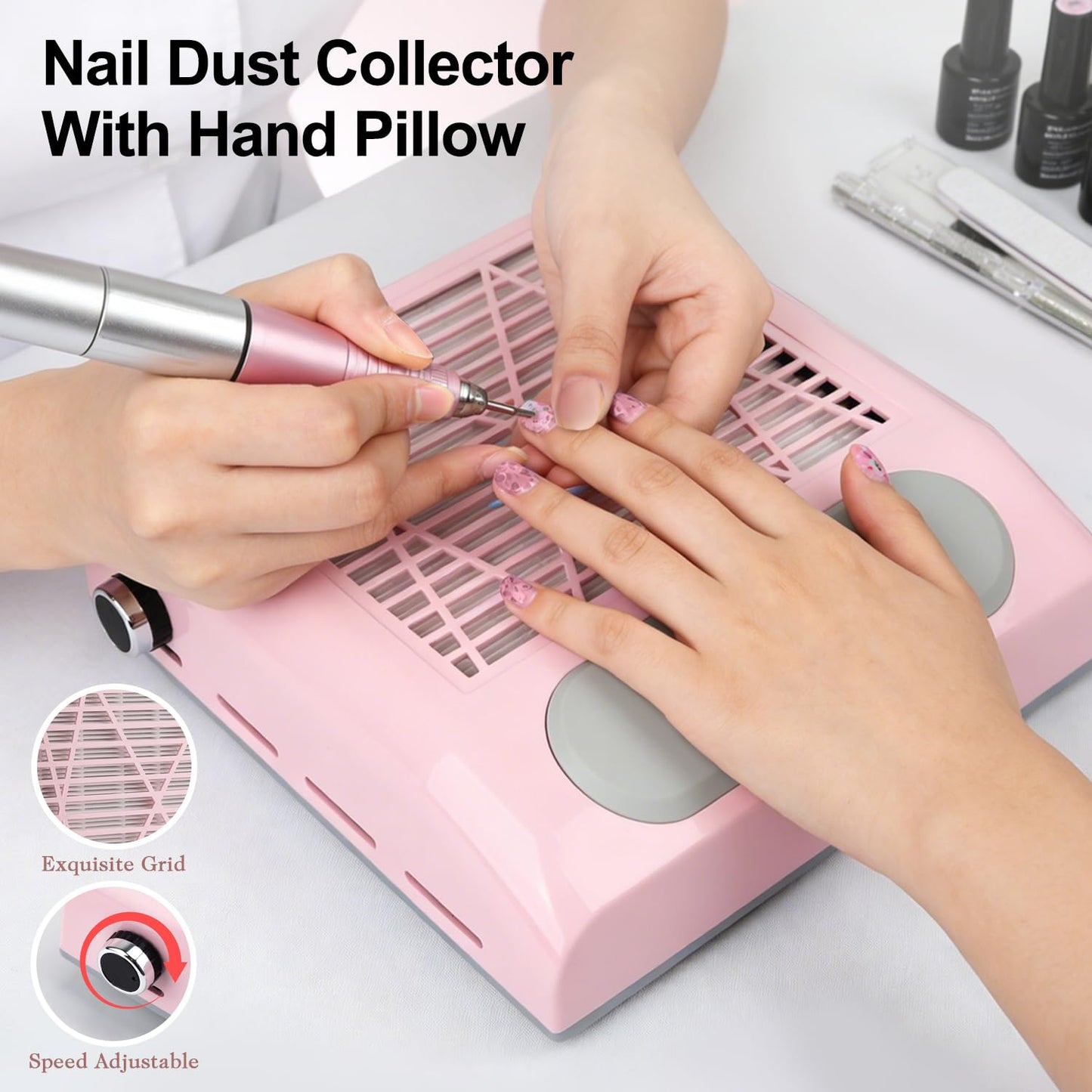 Pink electric nail vacuum cleaner for acrylic and dip powder