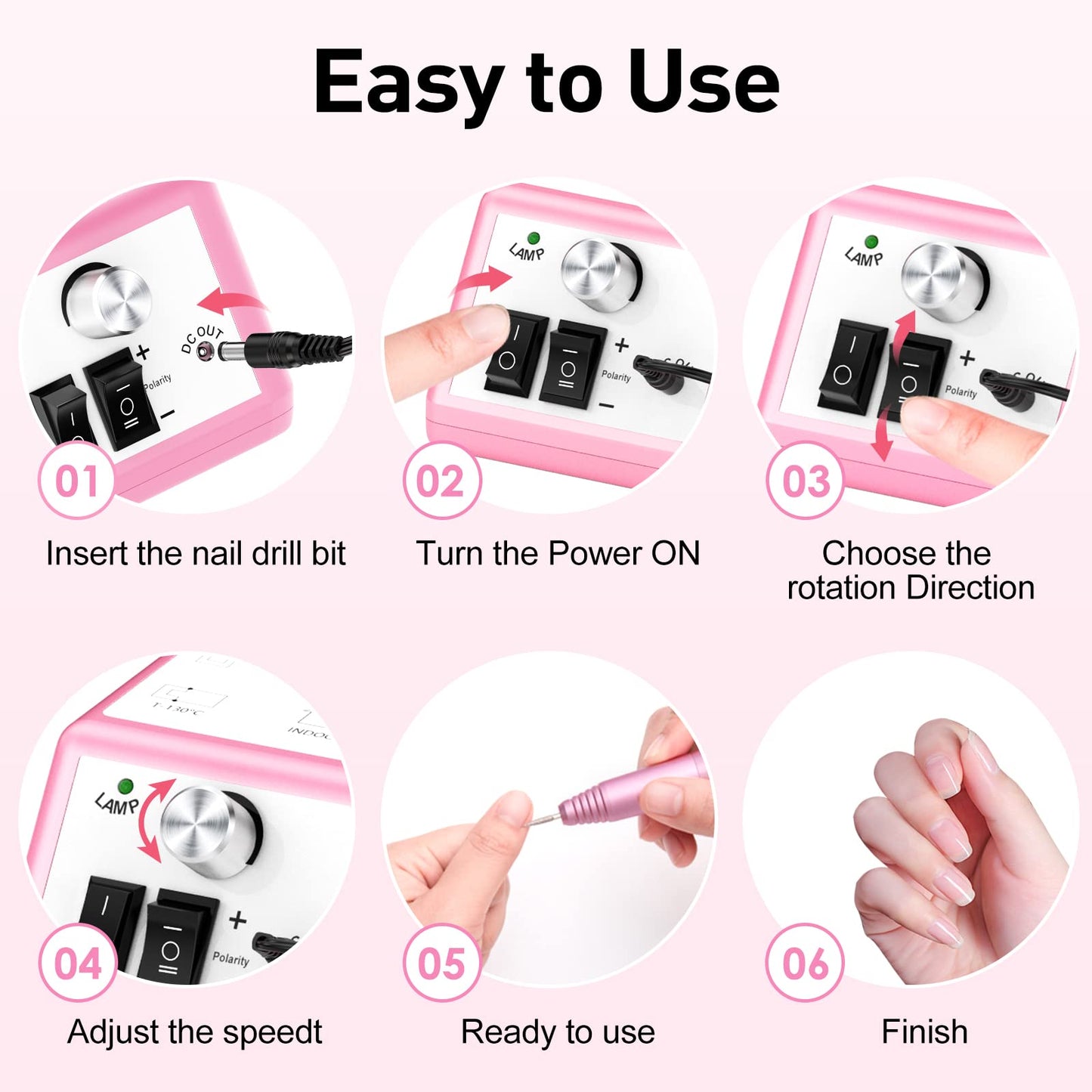 Jiasheng electric nail drill machine with included sanding bands