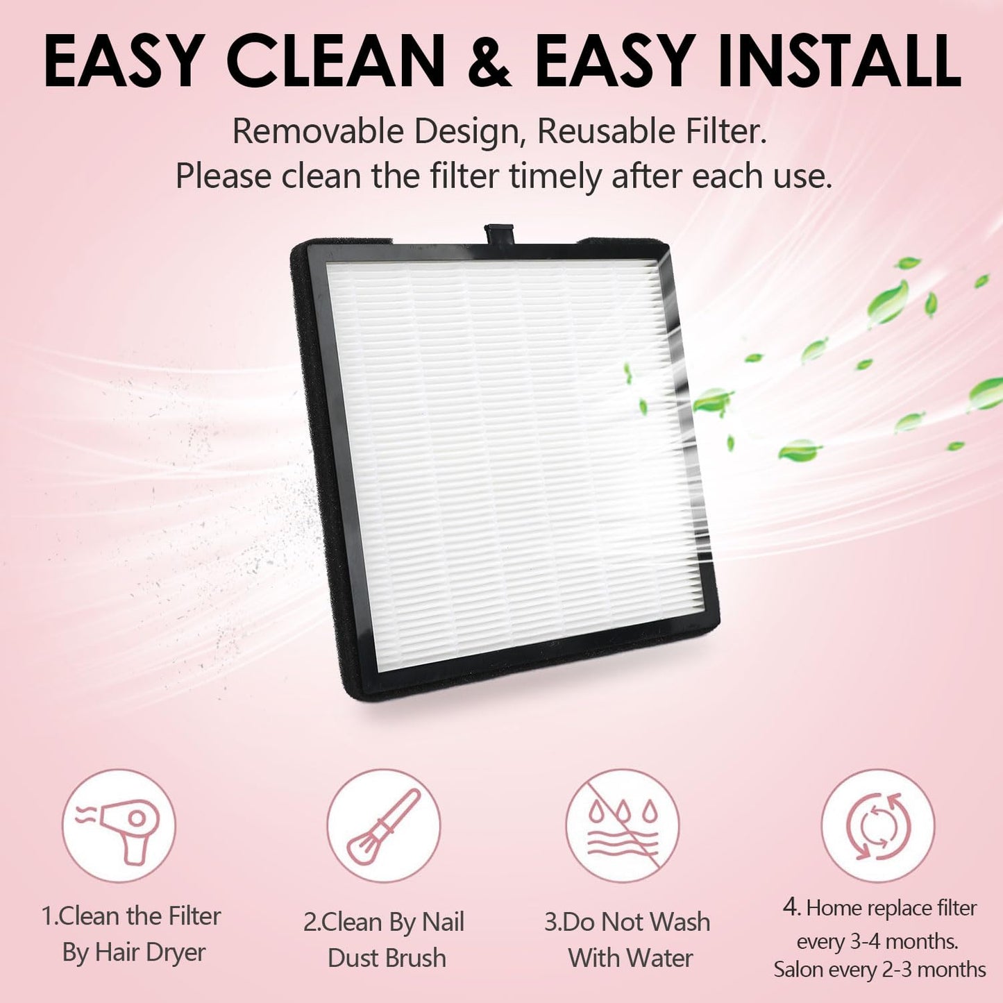 Close up of reusable nail dust filter for vacuum machine