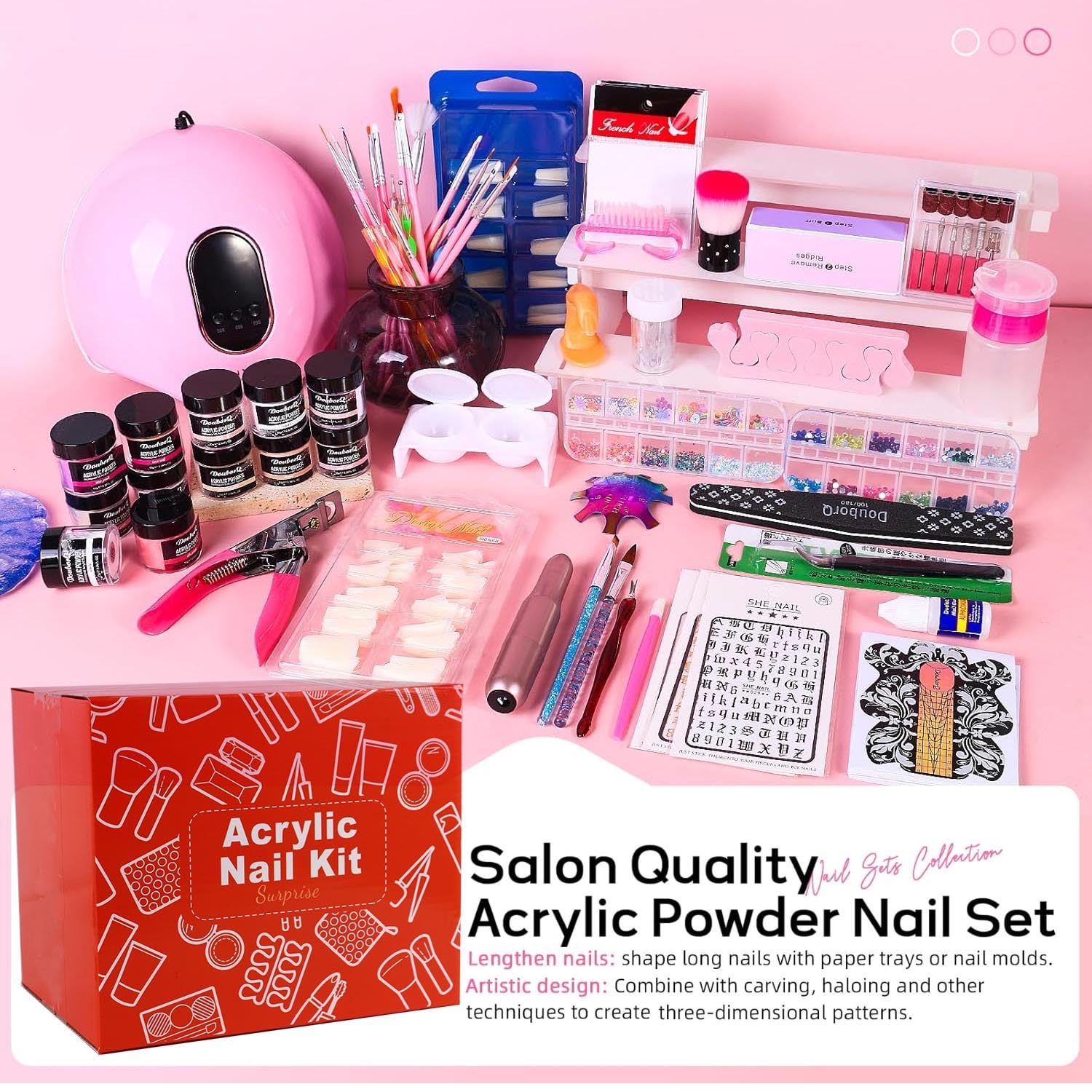 Complete DouborQ manicure set for professional nail extensions