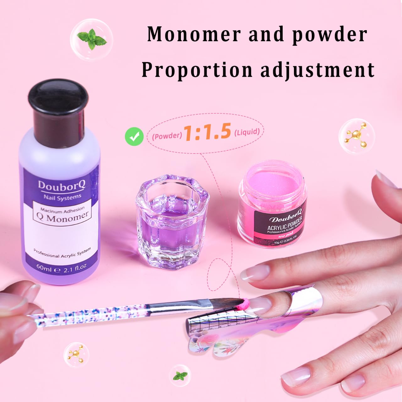 DouborQ nail kit acrylic powder and brush tools