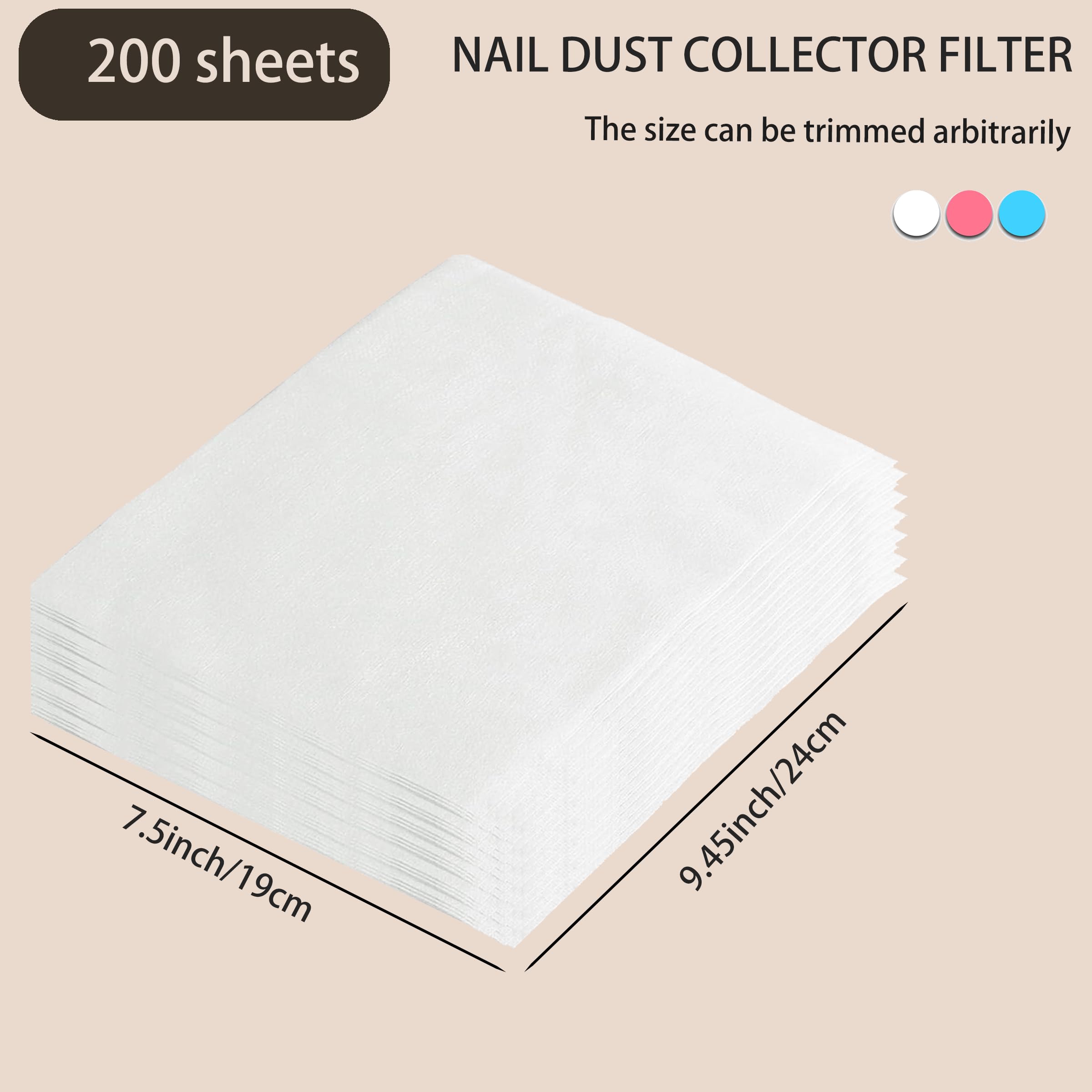 Nail dust collector filter sheets placed on salon vacuum machine