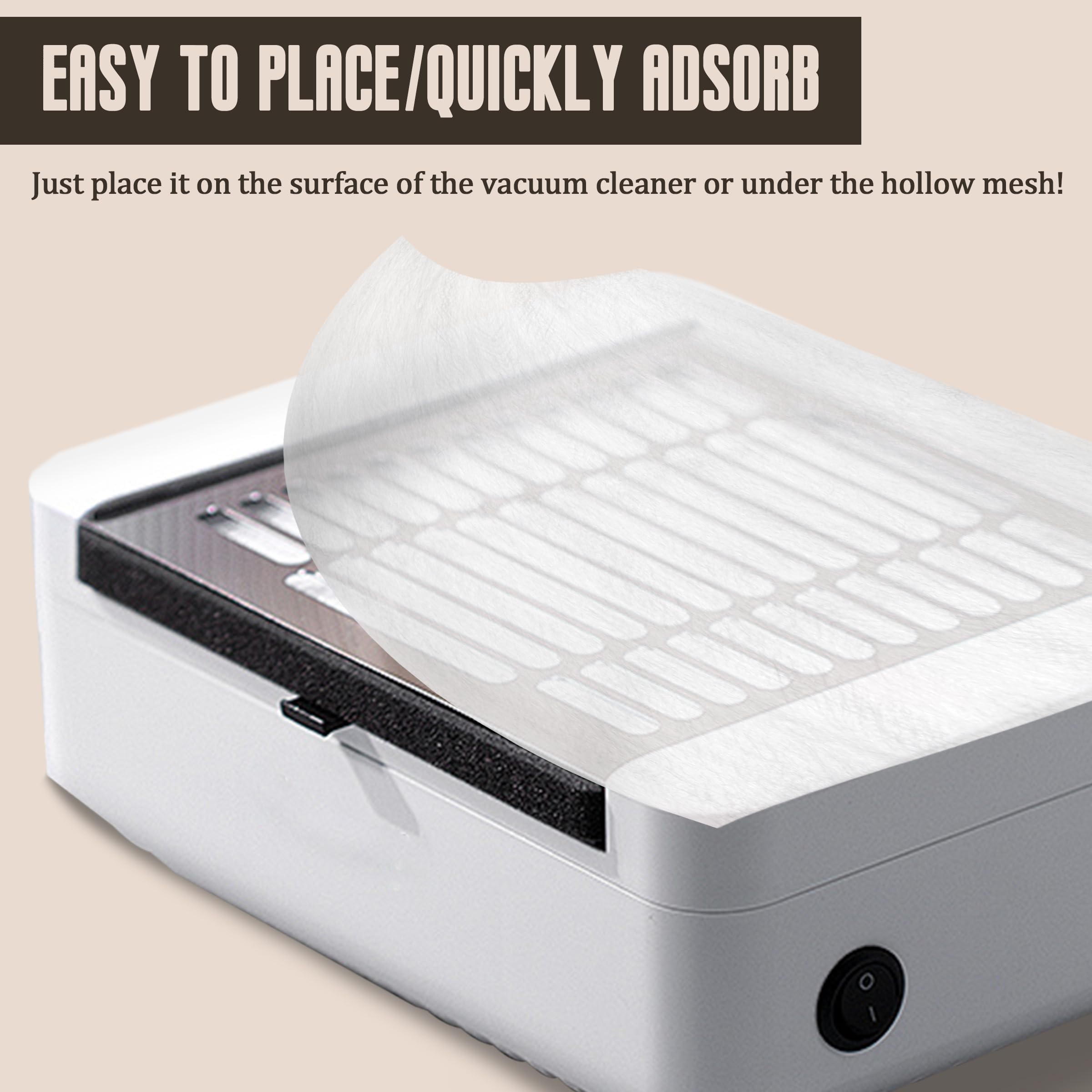 Professional nail tech using disposable dust filter pad