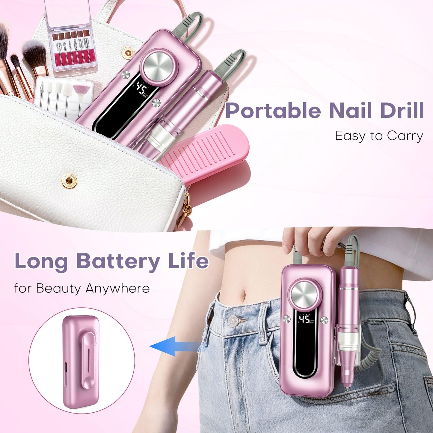 Tuobeo nail drill kit packaging and contents layout