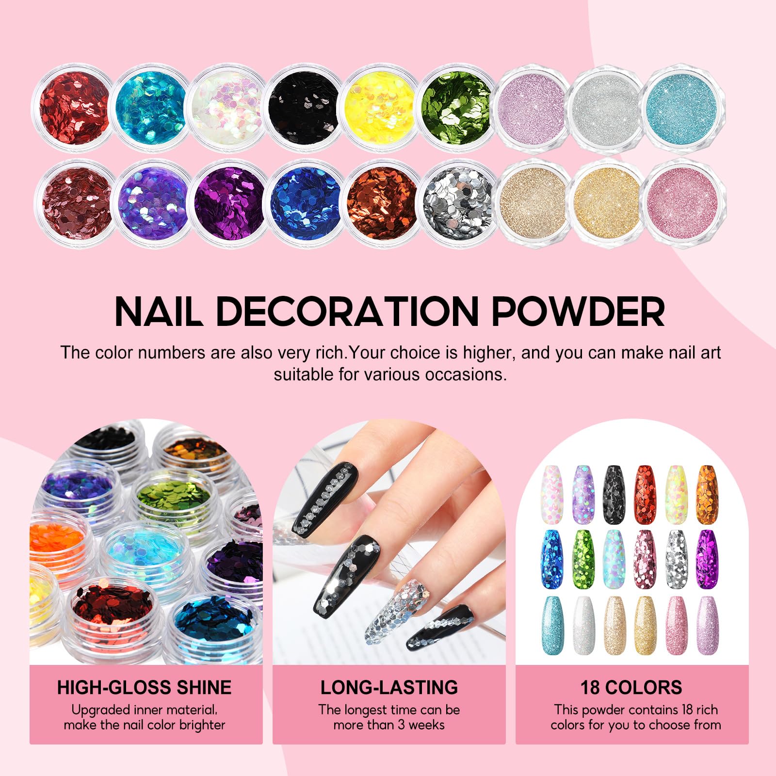 Collection of acrylic powders for salon quality manicures