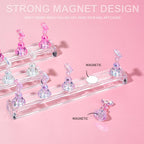 Glitter flower base with magnetic press on nail holders attached