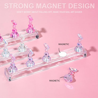 Magnetic acrylic bases for press on nail design
