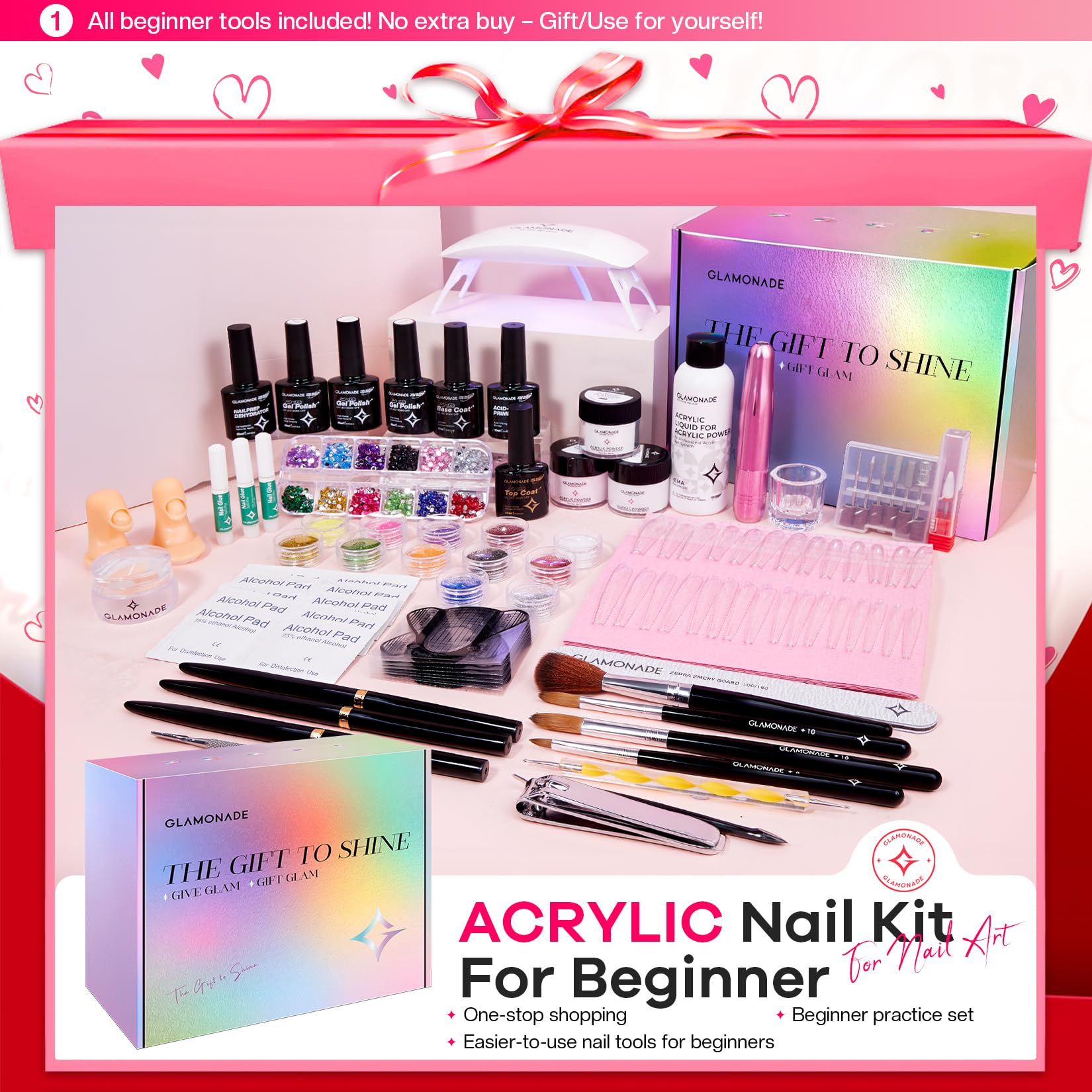 Comprehensive Glamonade acrylic powder and gel polish starter set