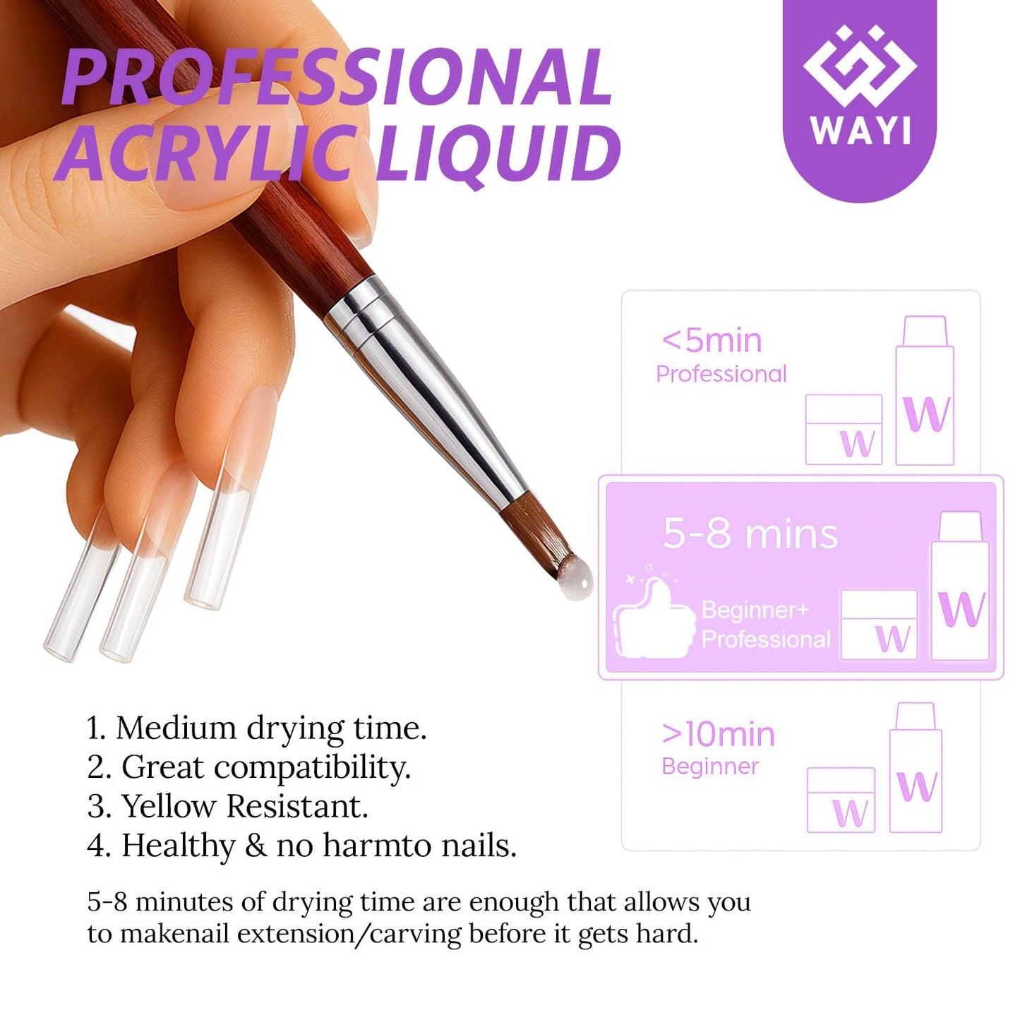 Close up of acrylic powder shades for nail art