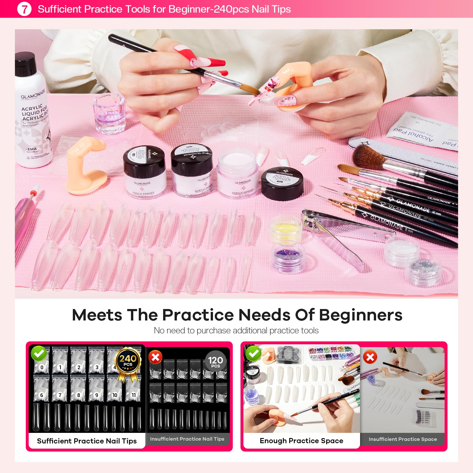 Glamonade beauty kit for DIY acrylic nail extensions