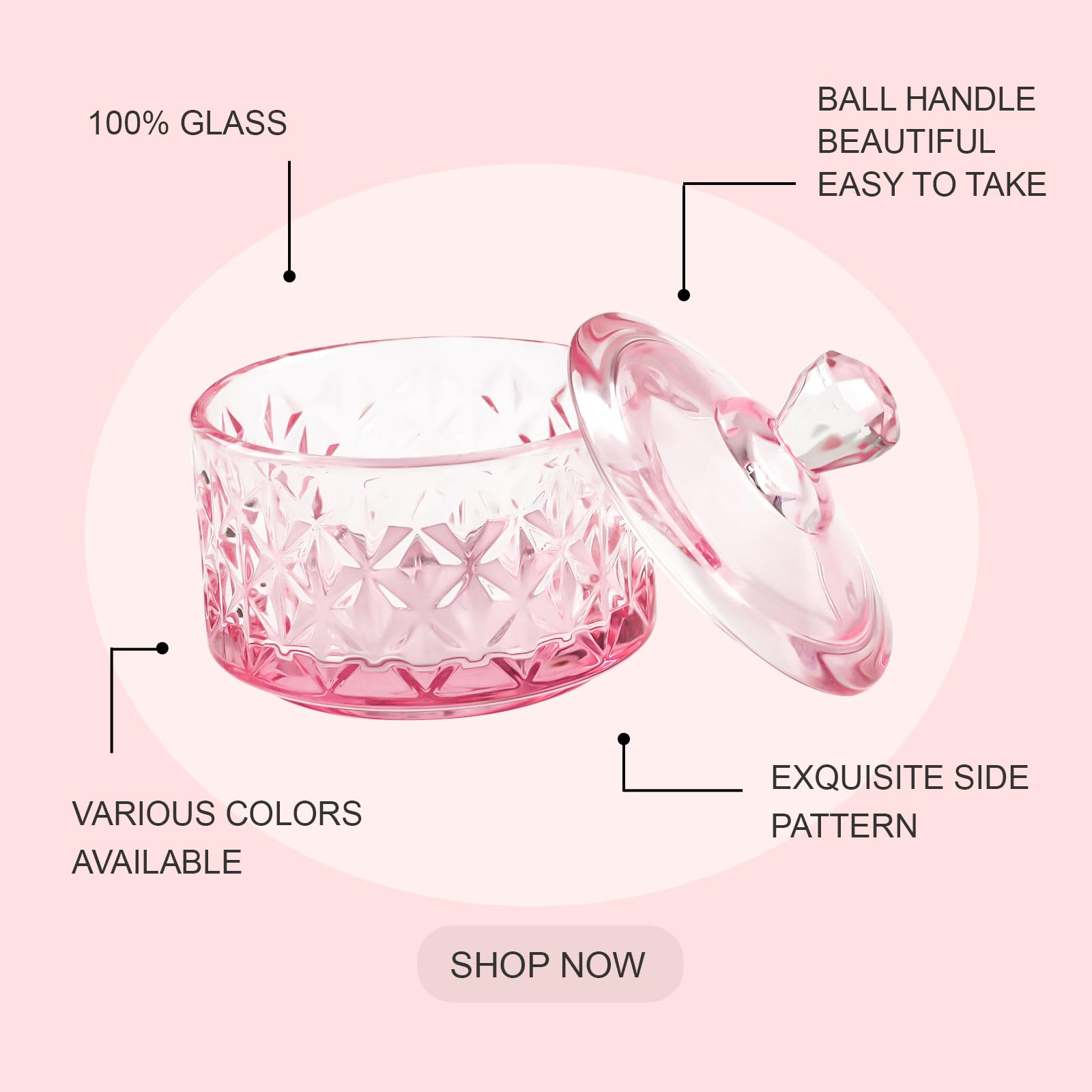 Side profile of BOMOQING pink nail art dappen dish