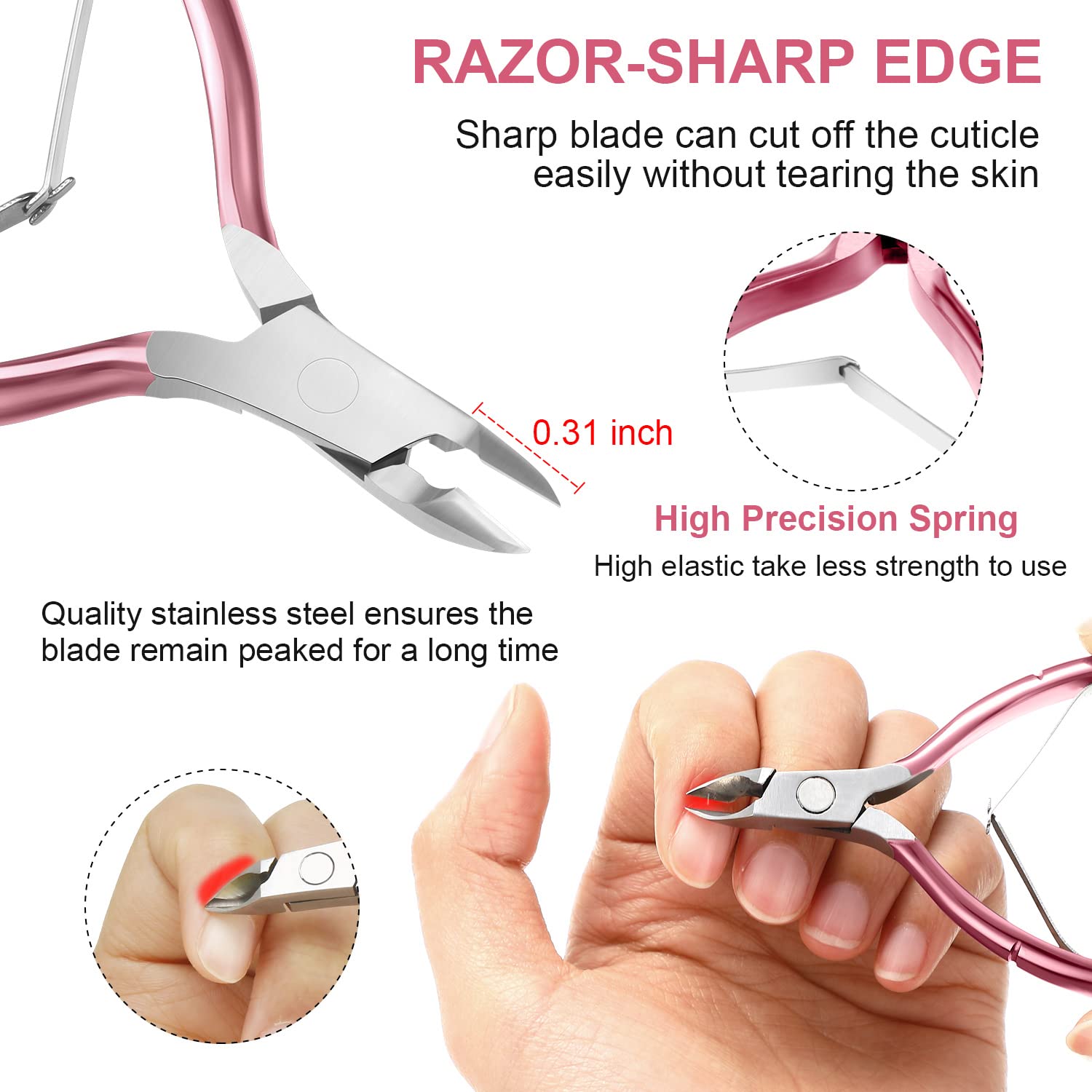 Pink rose stainless steel nail clipper tool set