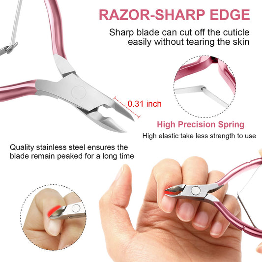 Pink rose stainless steel nail clipper tool set
