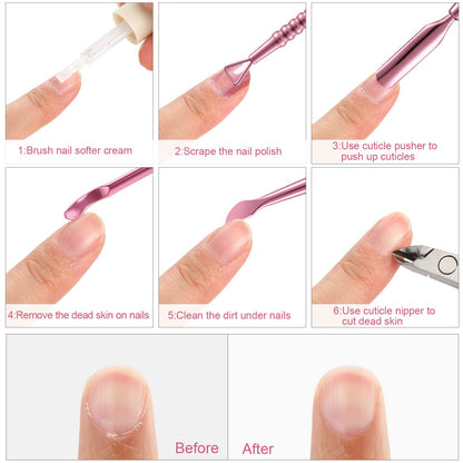 Stainless steel nail grooming kit in pink rose