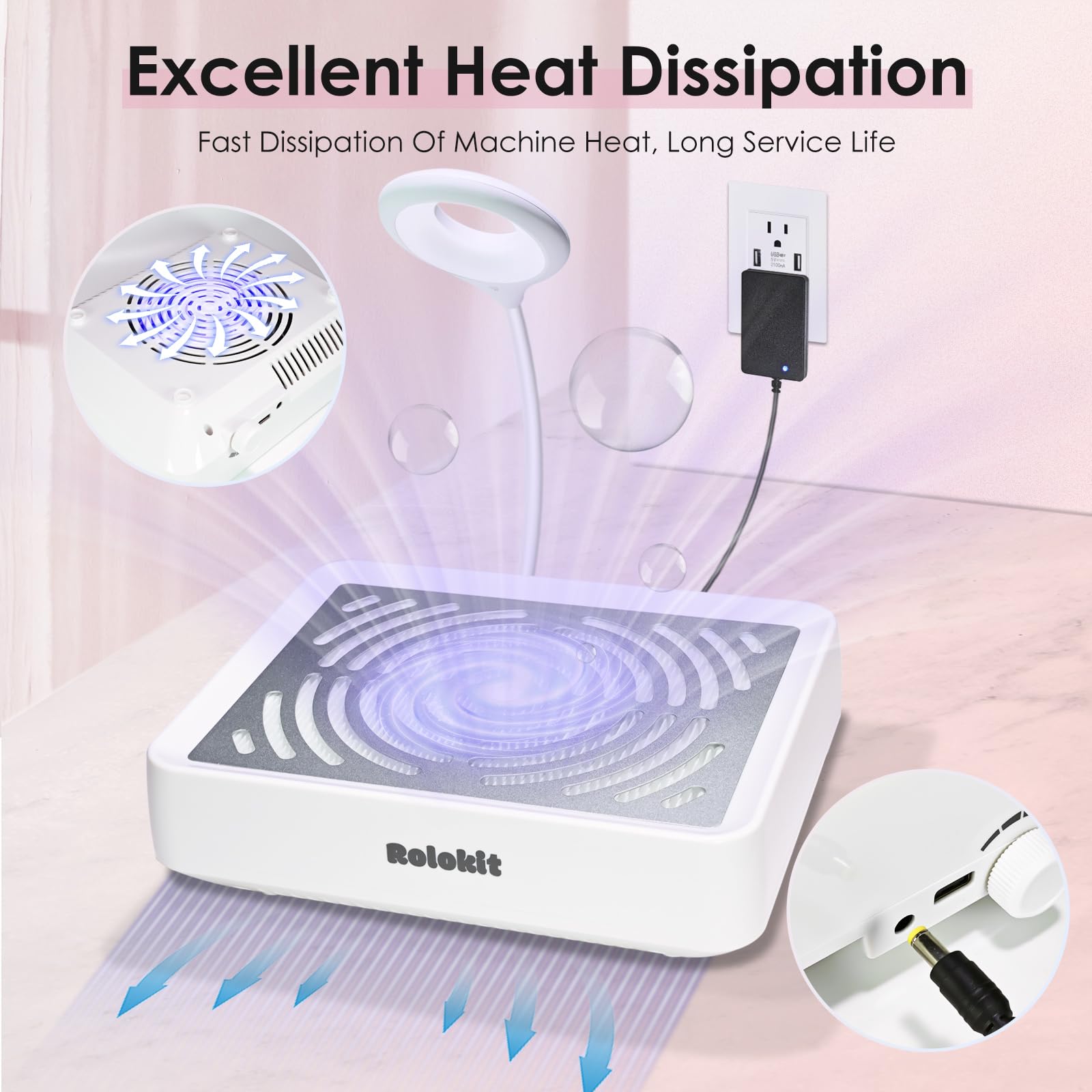 Rolokit nail machine with disposable filter and brush set