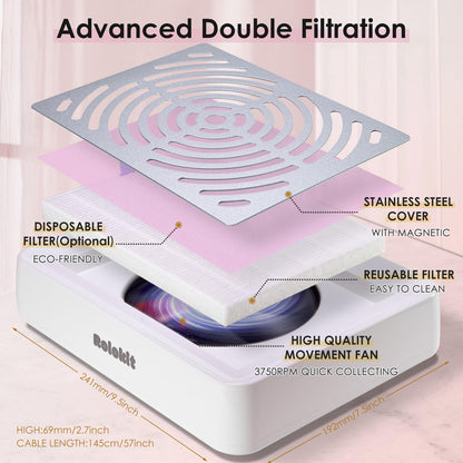 Top down view of Rolokit manicure dust extractor device