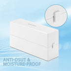 Compact rectangular white nail drill bit storage case on desk