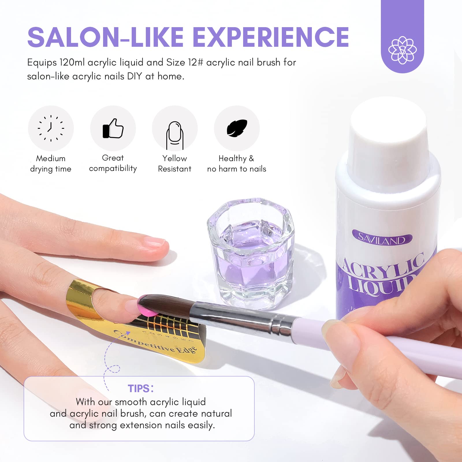 Saviland professional acrylic liquid monomer set with number twelve sculpting brush
