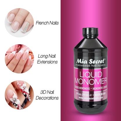 Authentic Mia Secret four ounces bottle highlighting the professional acrylic formulation.