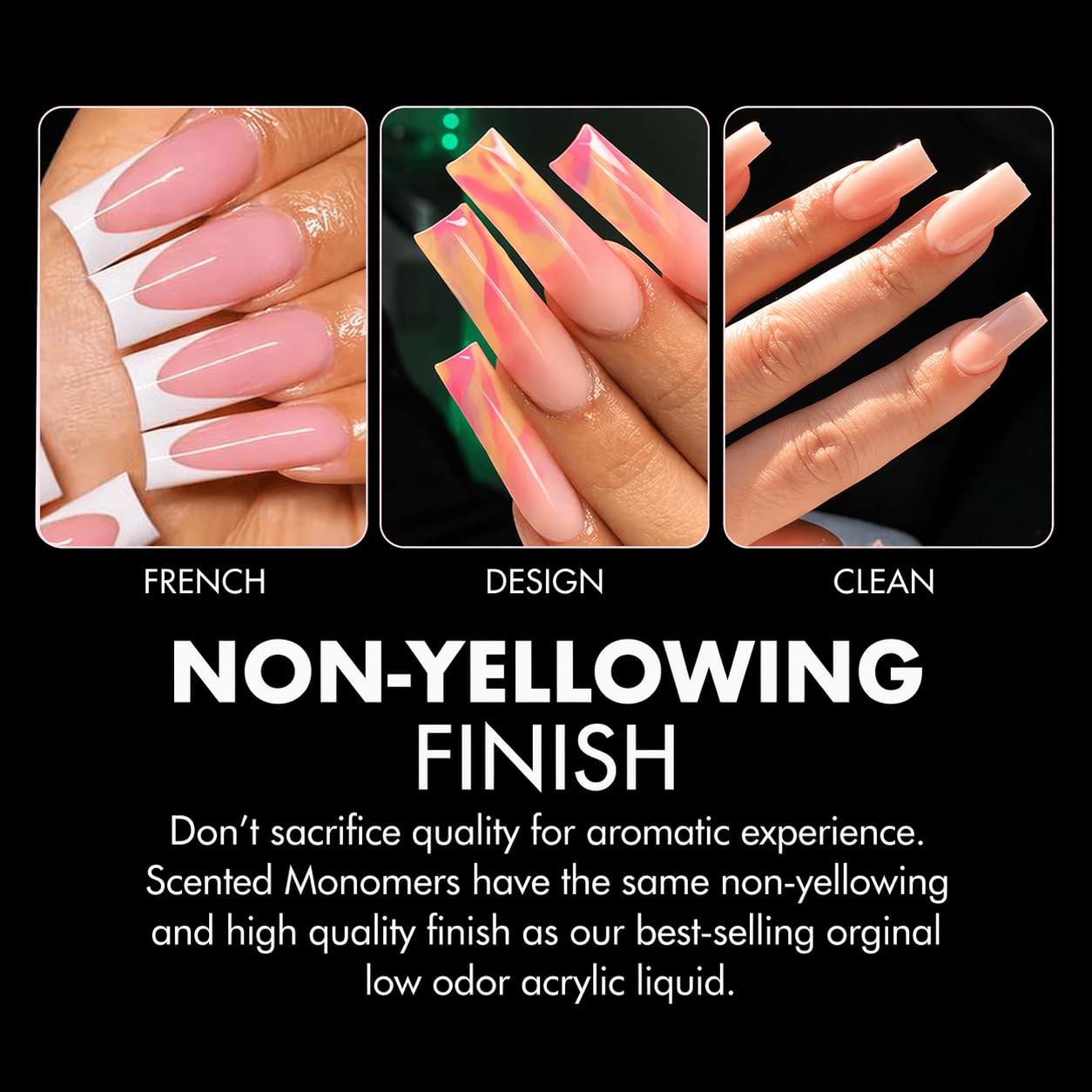 Close up of the non-yellowing MMA-free professional nail formula on a salon workstation.