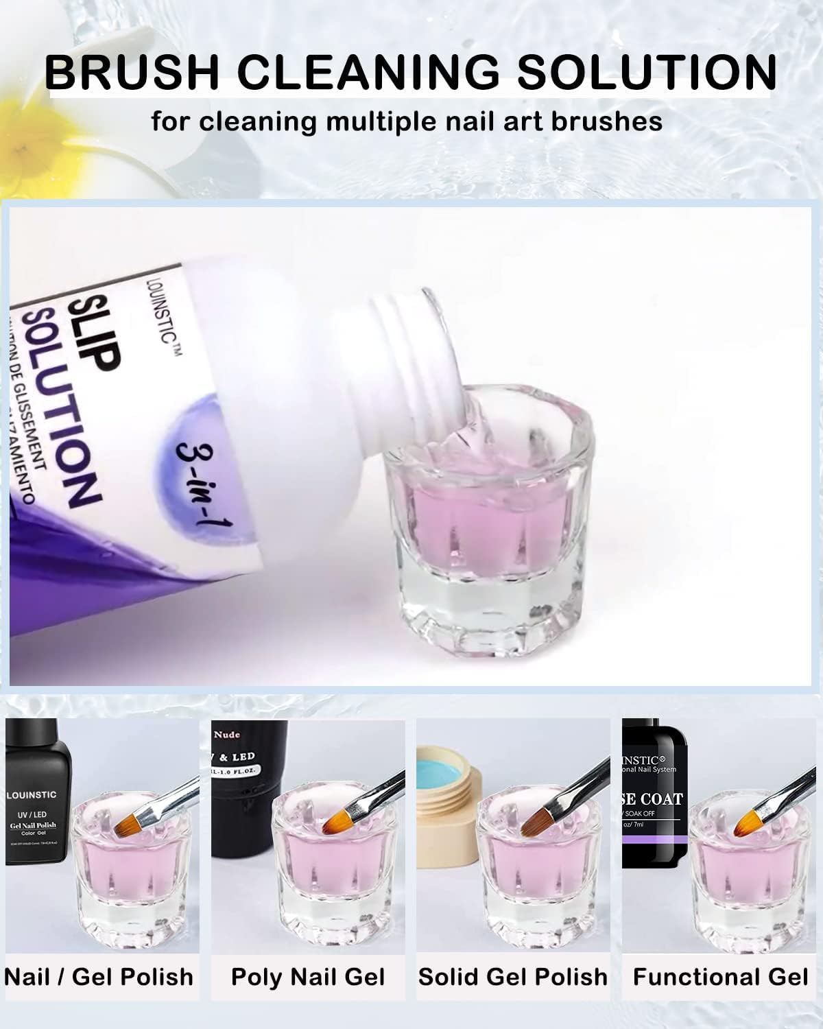 LOUINSTIC four ounce extension liquid package details showing natural ingredients and safety instructions
