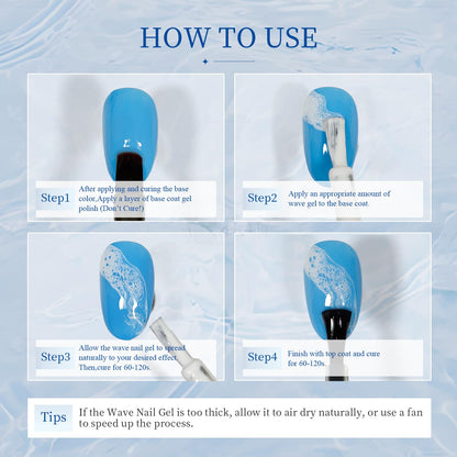 A collection of artificial nail tips showing floral prints and natural stone designs made with blooming gel