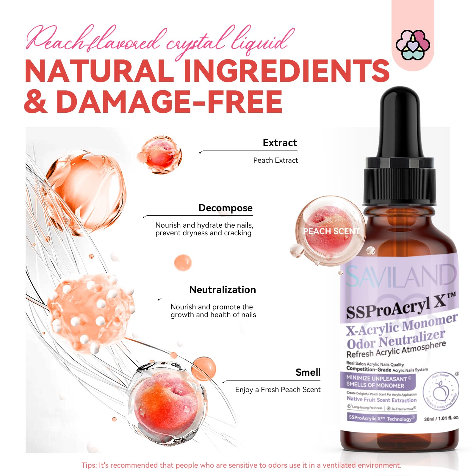 Professional nail technician using the plant extract based monomer fragrance drops in a clean salon environment