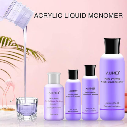AIJIMEI non yellowing liquid monomer with a nail art brush and dappen dish