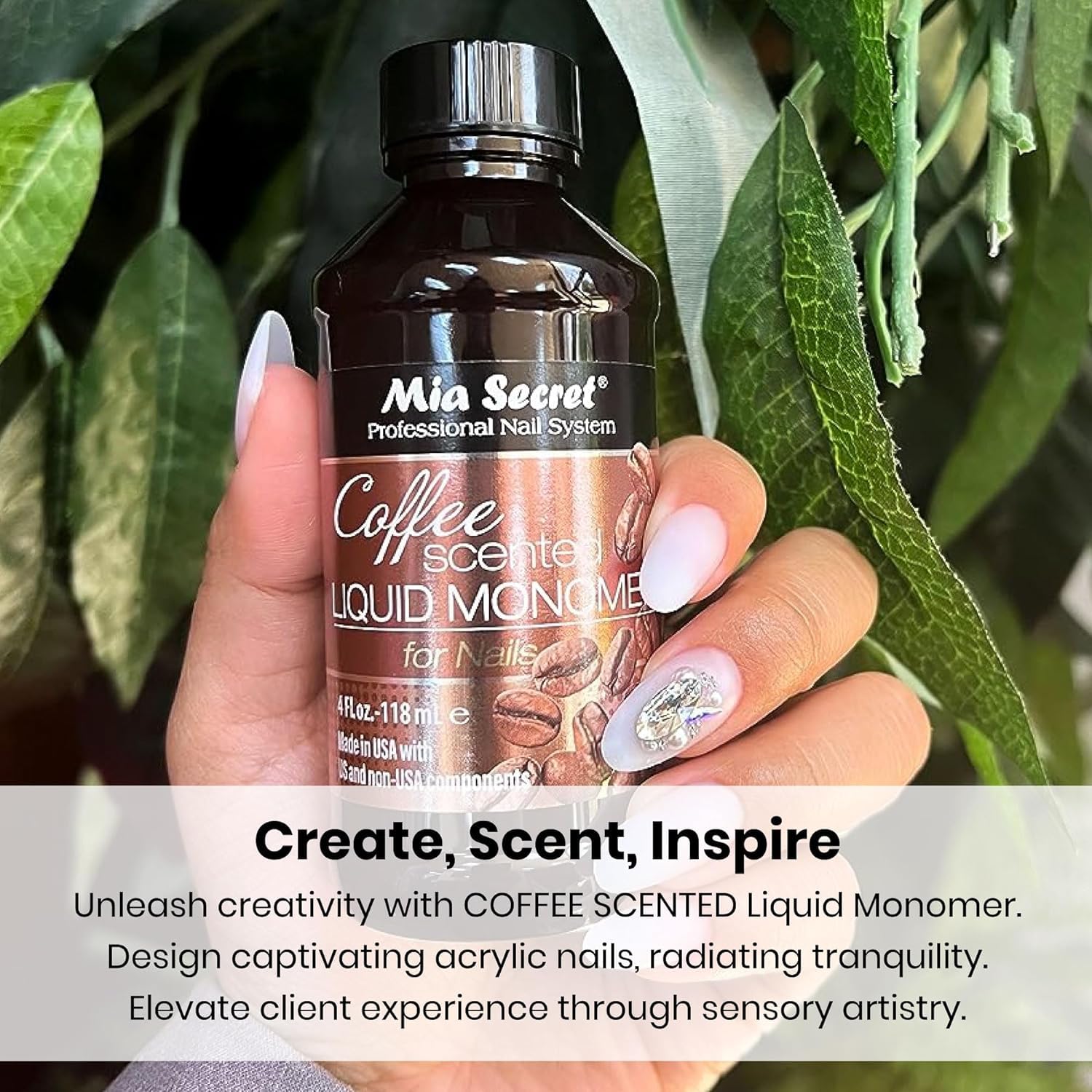 Top view of the secure cap and seal design on the eight ounce premium Mia Secret salon nail application liquid.