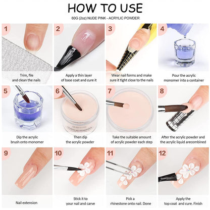 Finished 3D nail art manicure achieved using the fast-drying professional monomer liquid.