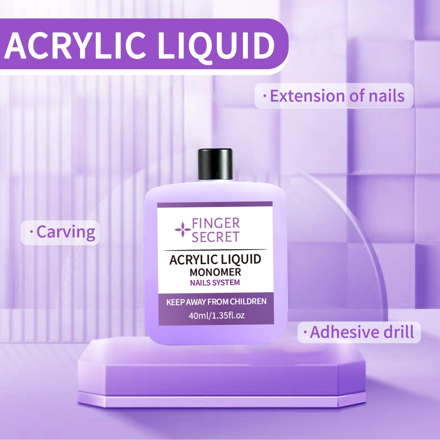 Step by step acrylic nail extension application process using monomer