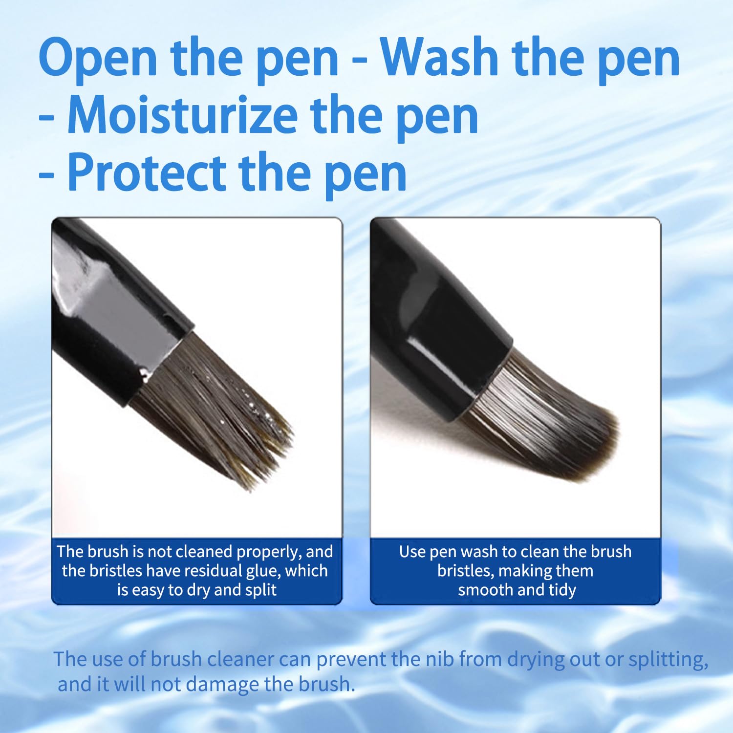 Nail brush being dipped into cleaning solution container to remove powder residue