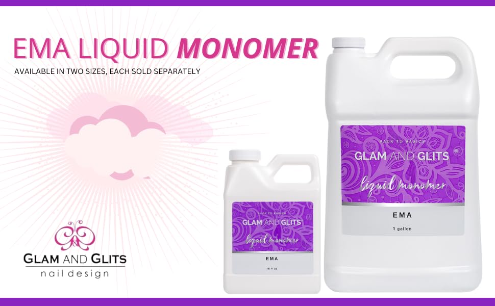 Sixteen fluid ounce bottle of purple salon grade acrylic nail monomer