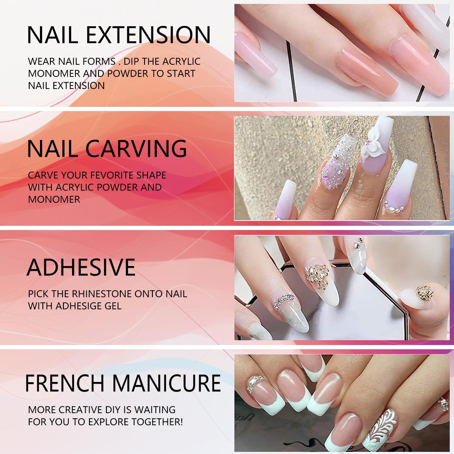 Clear liquid monomer poured into a glass dish ready for professional nail art applications.