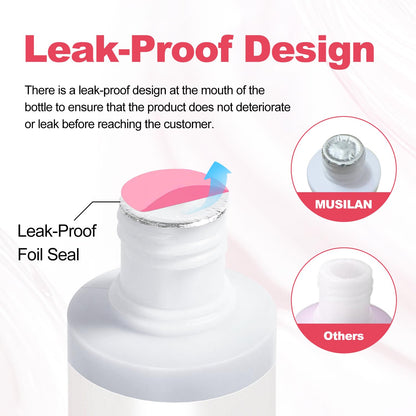 Clear plastic bottle showcasing three hundred milliliters of professional monomer fluid