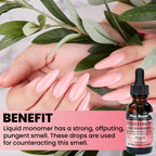 Peach scent acrylic nail liquid additive in glass bottle